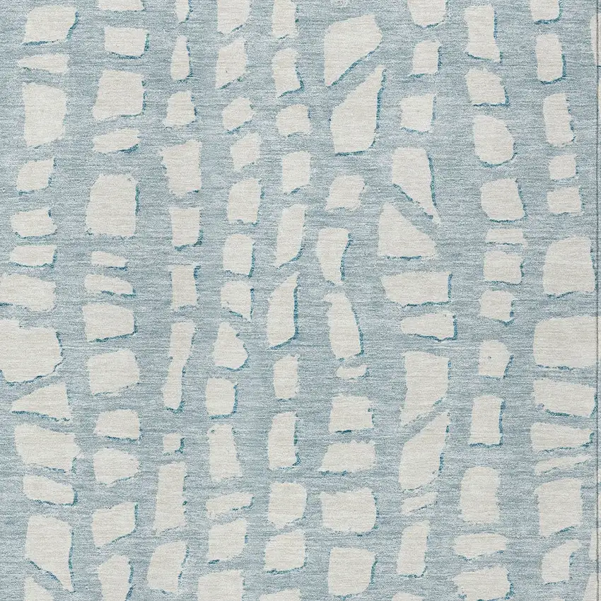 Sky Blue And Ivory Abstract Washable Indoor Outdoor Area Rug Photo 4