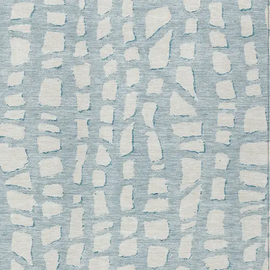 Sky Blue And Ivory Abstract Washable Indoor Outdoor Area Rug Photo 4
