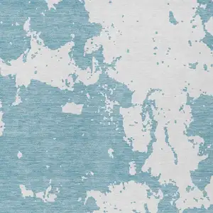 Photo of Sky Blue And Ivory Abstract Washable Indoor Outdoor Area Rug
