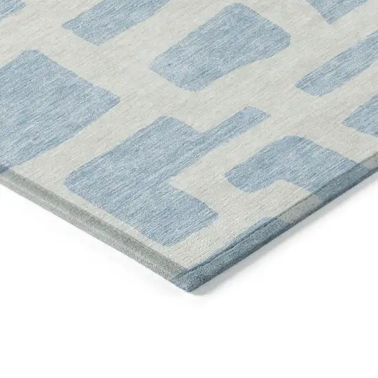 Sky Blue And Ivory Abstract Washable Indoor Outdoor Area Rug Photo 4