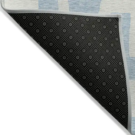 Sky Blue And Ivory Abstract Washable Indoor Outdoor Area Rug Photo 3