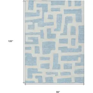 Photo of Sky Blue And Ivory Abstract Washable Indoor Outdoor Area Rug