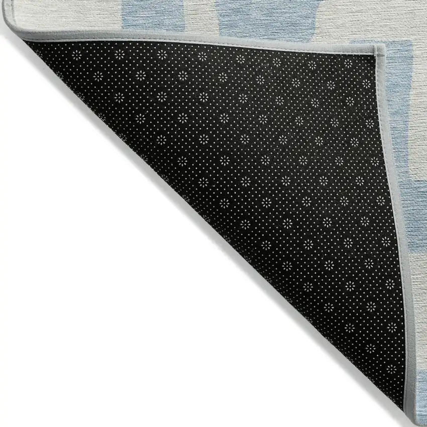 Sky Blue And Ivory Abstract Washable Indoor Outdoor Area Rug Photo 4