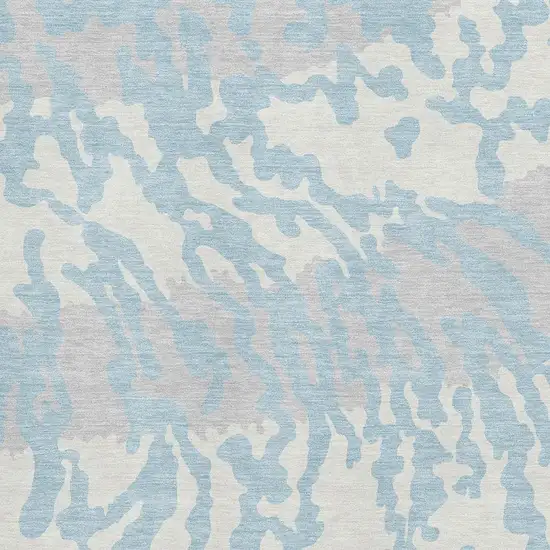 Sky Blue And Ivory Animal Print Washable Area Rug With UV Protection Photo 3