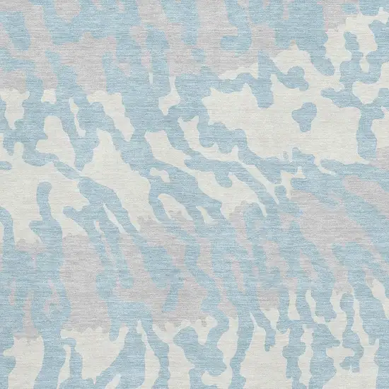 Sky Blue And Ivory Animal Print Washable Area Rug With UV Protection Photo 3