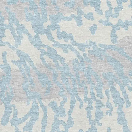 Sky Blue And Ivory Animal Print Washable Area Rug With UV Protection Photo 3