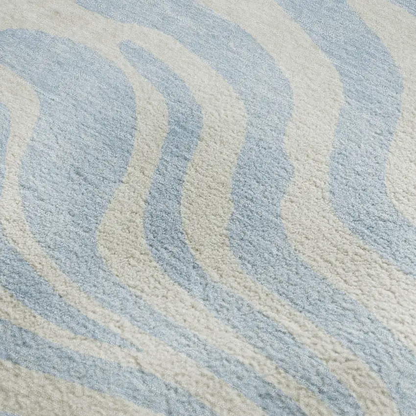 Sky Blue And Ivory Animal Print Washable Area Rug With UV Protection Photo 2