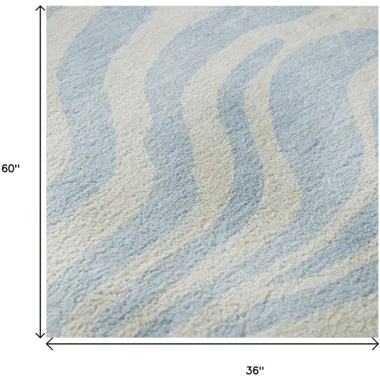 Sky Blue And Ivory Animal Print Washable Area Rug With UV Protection Photo 9