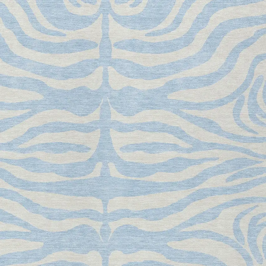 Sky Blue And Ivory Animal Print Washable Indoor Outdoor Area Rug Photo 5