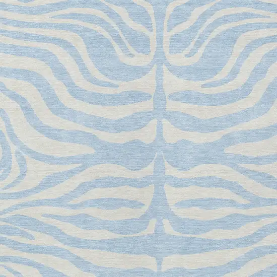 Sky Blue And Ivory Animal Print Washable Indoor Outdoor Area Rug Photo 5