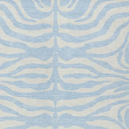 Sky Blue And Ivory Animal Print Washable Indoor Outdoor Area Rug Photo 6