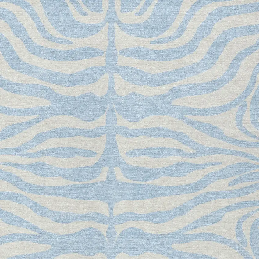 Sky Blue And Ivory Animal Print Washable Indoor Outdoor Area Rug Photo 6