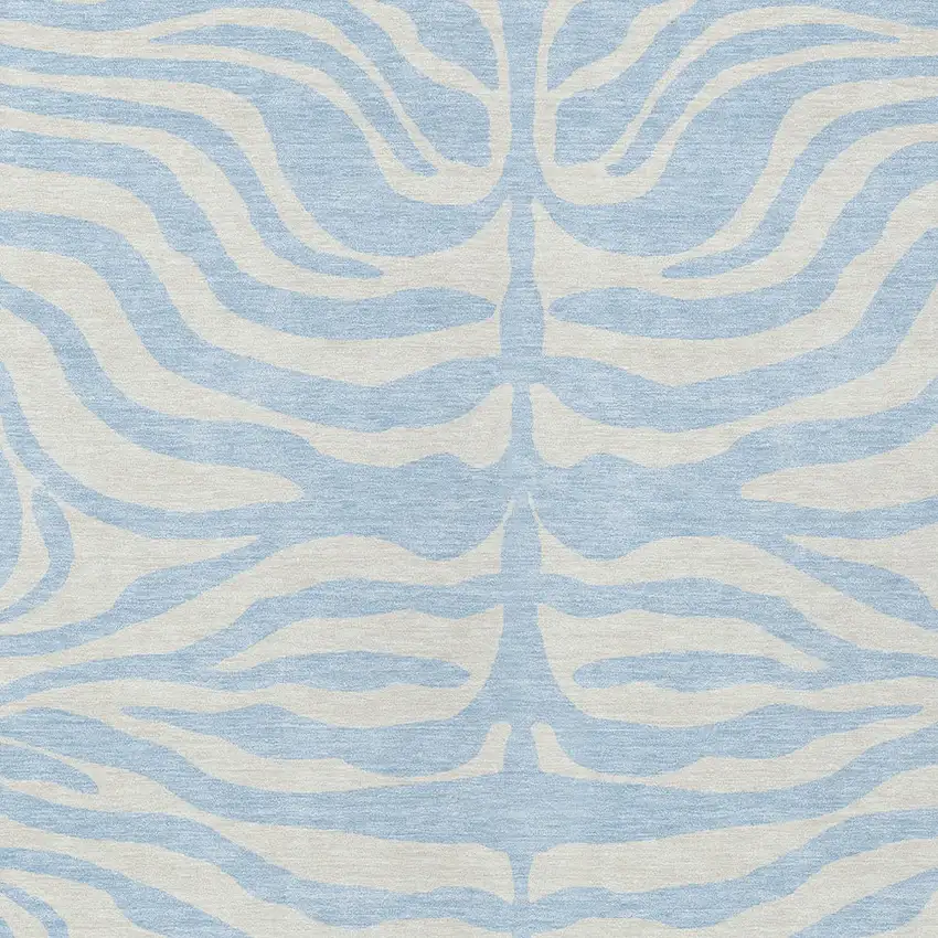 Sky Blue And Ivory Animal Print Washable Indoor Outdoor Area Rug Photo 4