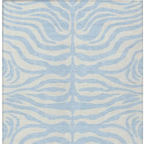 Sky Blue And Ivory Animal Print Washable Indoor Outdoor Area Rug Photo 5