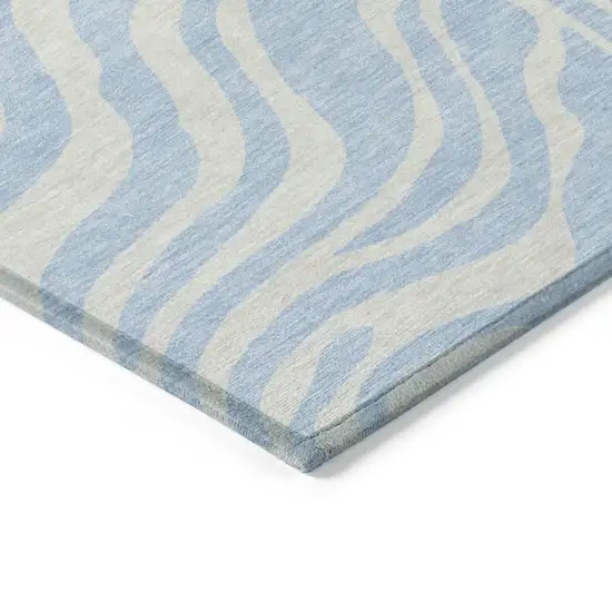 Sky Blue And Ivory Animal Print Washable Indoor Outdoor Area Rug Photo 3