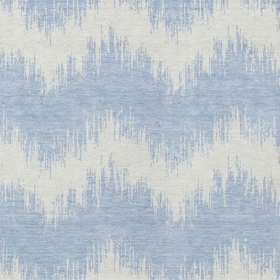 Sky Blue And Ivory Chevron Washable Indoor Outdoor Area Rug Photo 5