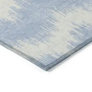 Photo of Sky Blue And Ivory Chevron Washable Indoor Outdoor Area Rug