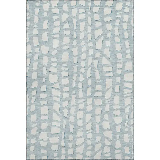 Sky Blue And Ivory Cobblestone Washable Area Rug With UV Protection Photo 1