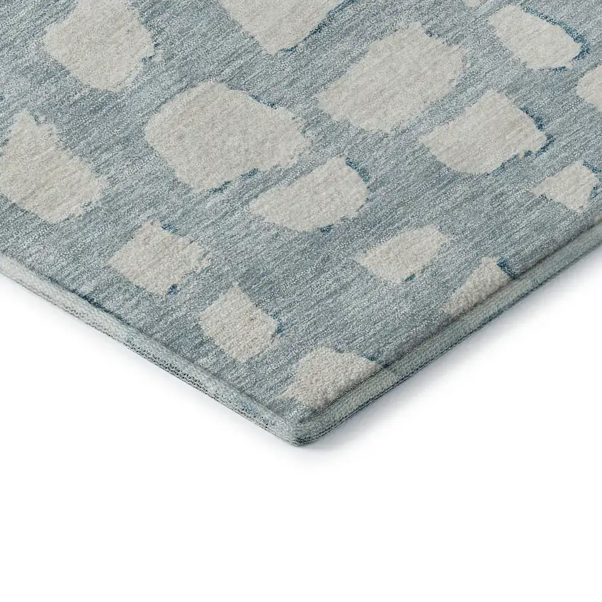 Sky Blue And Ivory Cobblestone Washable Area Rug With UV Protection Photo 8
