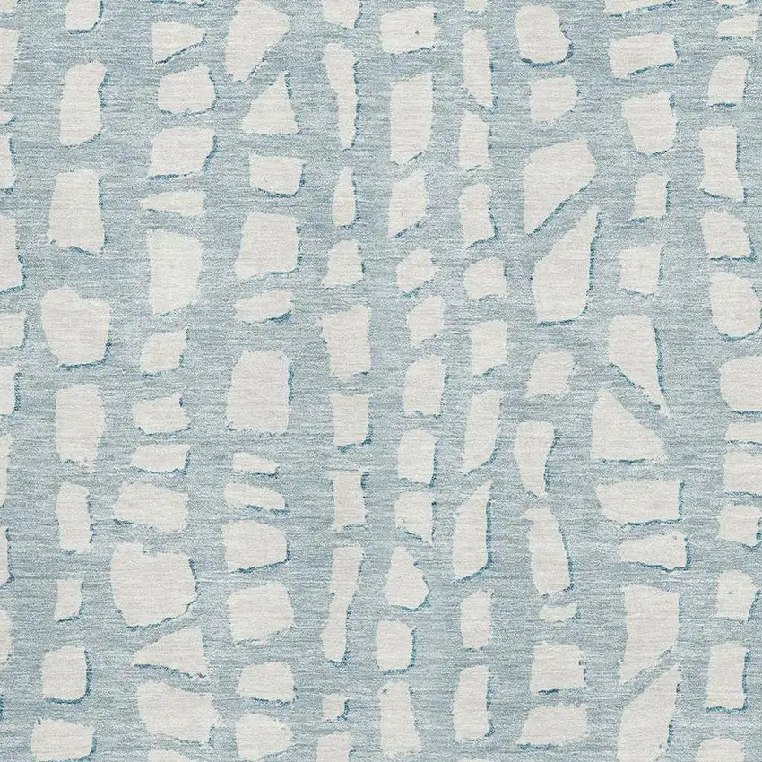 Sky Blue And Ivory Cobblestone Washable Area Rug With UV Protection Photo 3