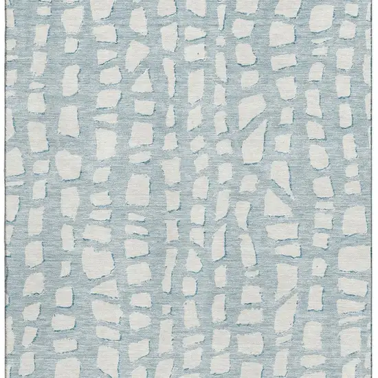 Sky Blue And Ivory Cobblestone Washable Area Rug With UV Protection Photo 4