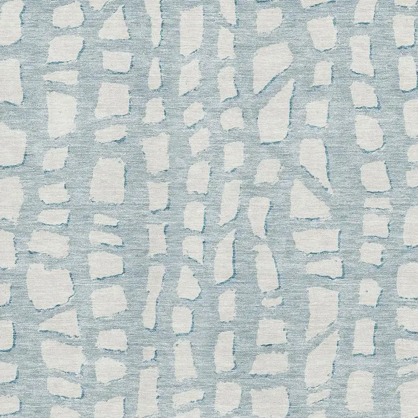 Sky Blue And Ivory Cobblestone Washable Area Rug With UV Protection Photo 3