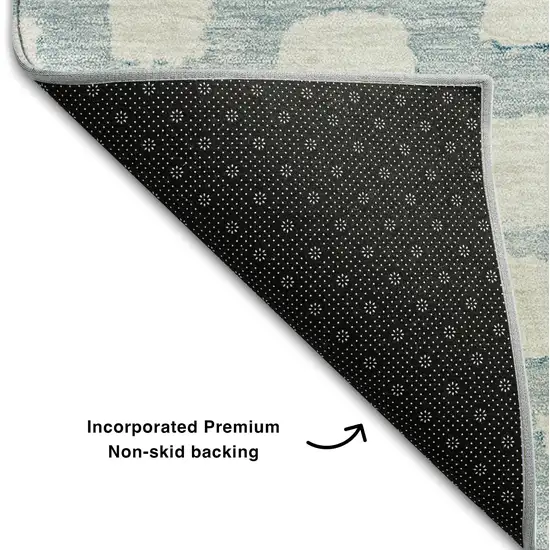 Sky Blue And Ivory Cobblestone Washable Area Rug With UV Protection Photo 7
