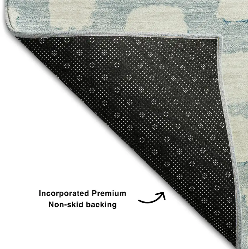 Sky Blue And Ivory Cobblestone Washable Area Rug With UV Protection Photo 7