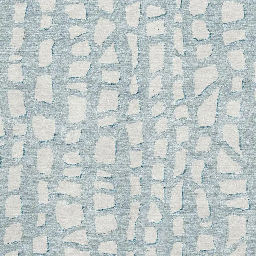 Sky Blue And Ivory Cobblestone Washable Area Rug With UV Protection Photo 3