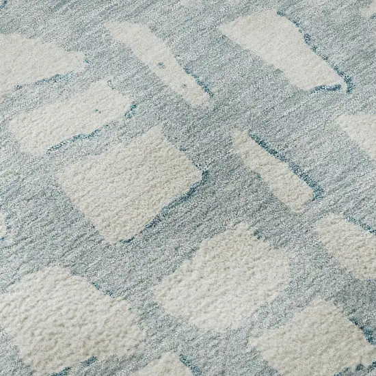 Sky Blue And Ivory Cobblestone Washable Area Rug With UV Protection Photo 8
