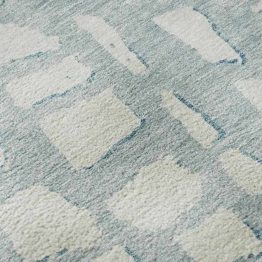 Sky Blue And Ivory Cobblestone Washable Area Rug With UV Protection Photo 8