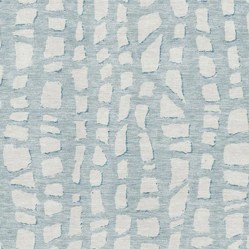 Sky Blue And Ivory Cobblestone Washable Area Rug With UV Protection Photo 3