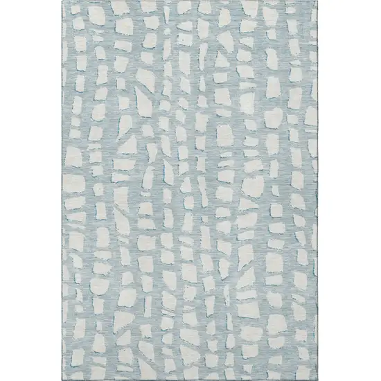 Sky Blue And Ivory Cobblestone Washable Area Rug With UV Protection Photo 4