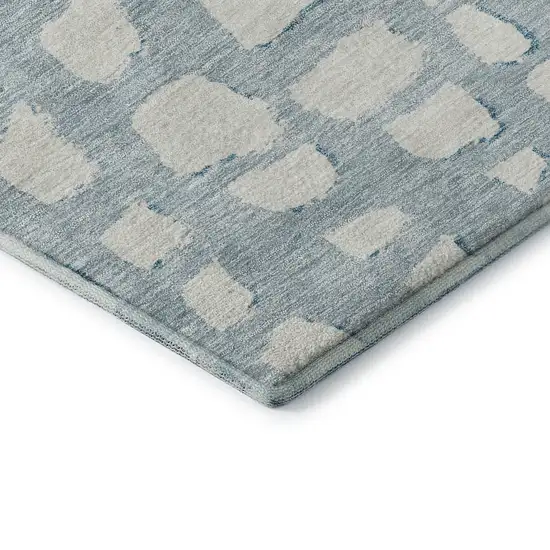 Sky Blue And Ivory Cobblestone Washable Area Rug With UV Protection Photo 8