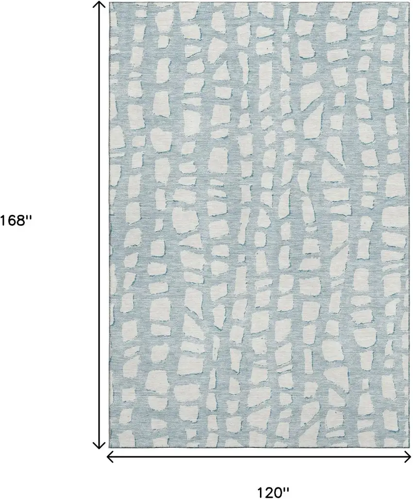 Sky Blue And Ivory Cobblestone Washable Area Rug With UV Protection Photo 3