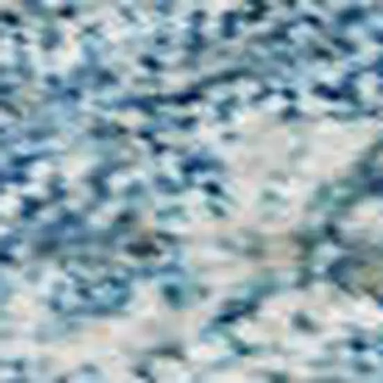 Sky Blue And Ivory Damask Washable Area Rug With UV Protection Photo 2