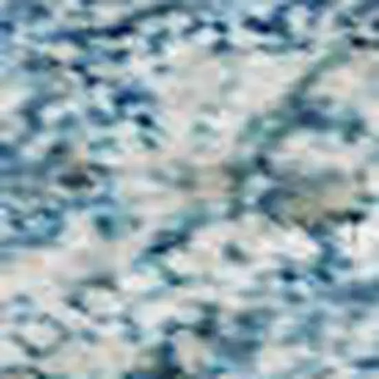 Sky Blue And Ivory Damask Washable Area Rug With UV Protection Photo 2