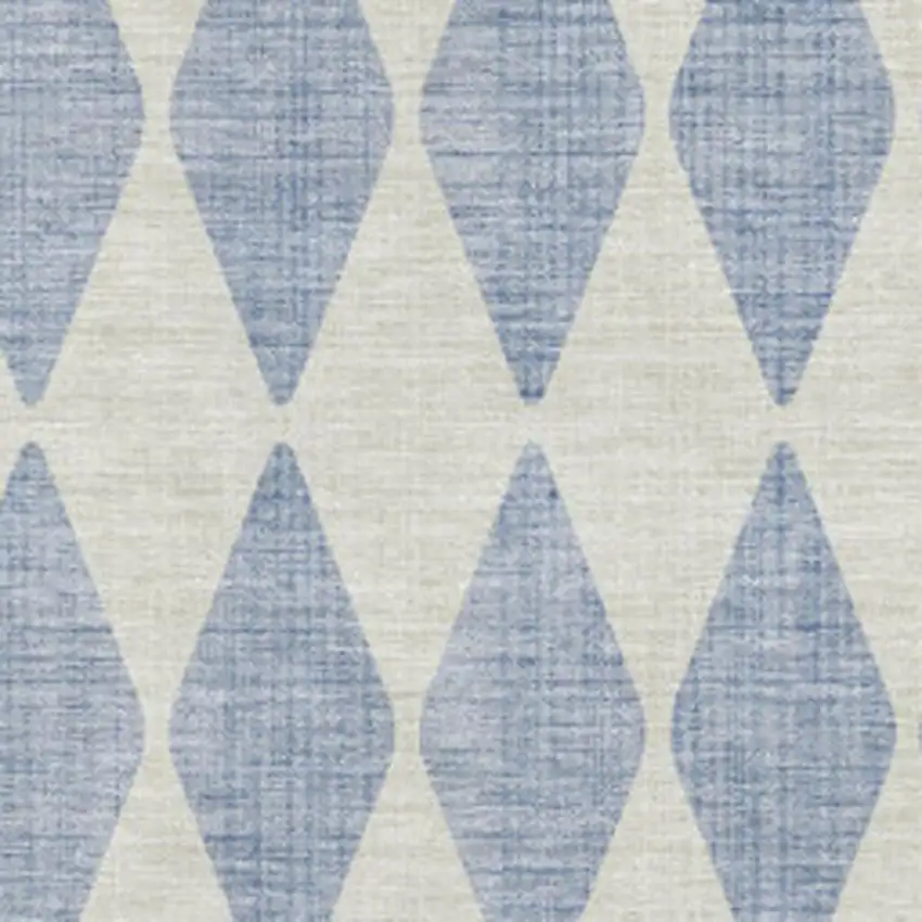 Sky Blue And Ivory Diamond Washable Area Rug With UV Protection Photo 3