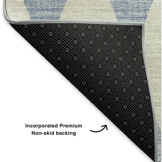 Sky Blue And Ivory Diamond Washable Area Rug With UV Protection Photo 6