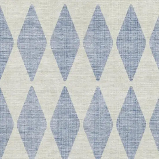 Sky Blue And Ivory Diamond Washable Area Rug With UV Protection Photo 5