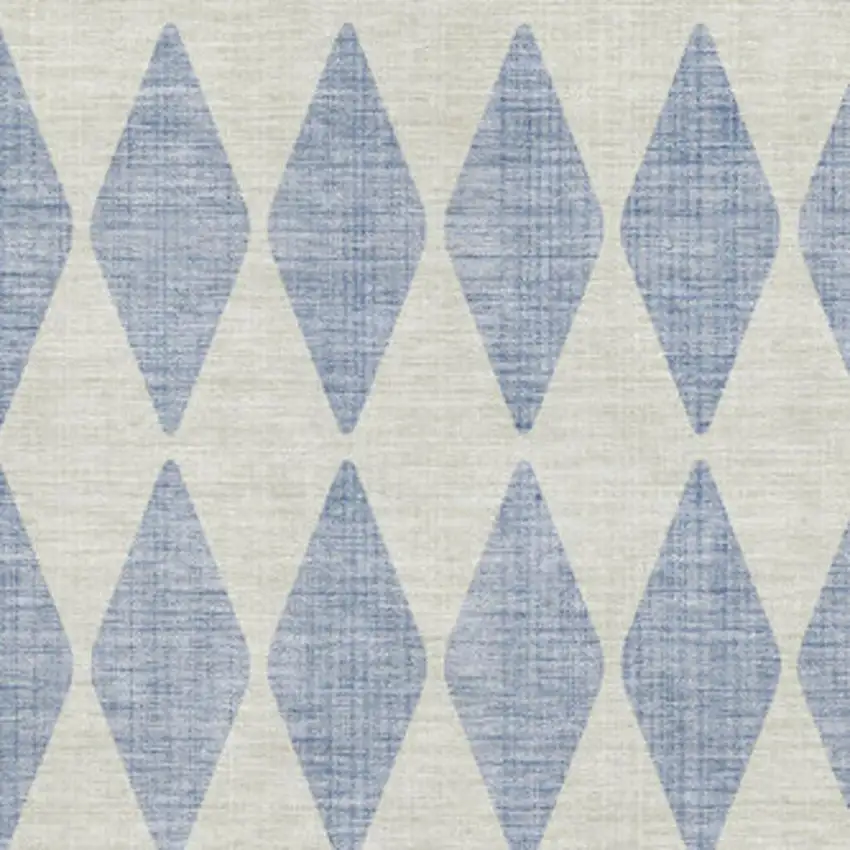 Sky Blue And Ivory Diamond Washable Area Rug With UV Protection Photo 5