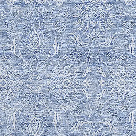 Sky Blue And Ivory Floral Washable Area Rug With UV Protection Photo 3