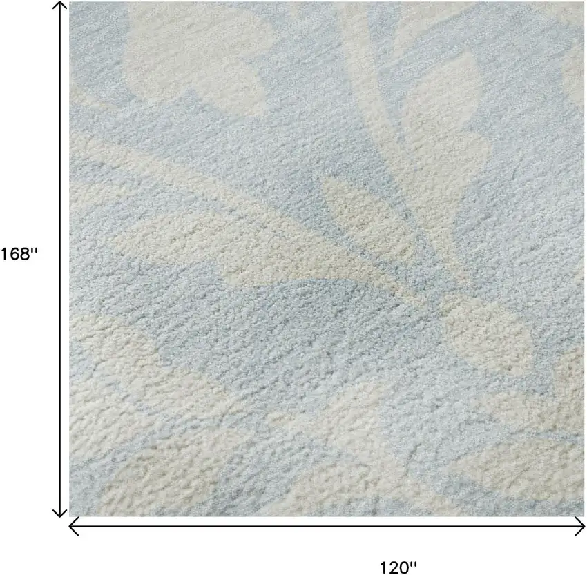Sky Blue And Ivory Floral Washable Area Rug With UV Protection Photo 9
