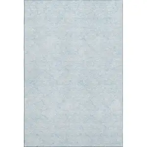 Photo of Sky Blue And Ivory Floral Washable Area Rug With UV Protection