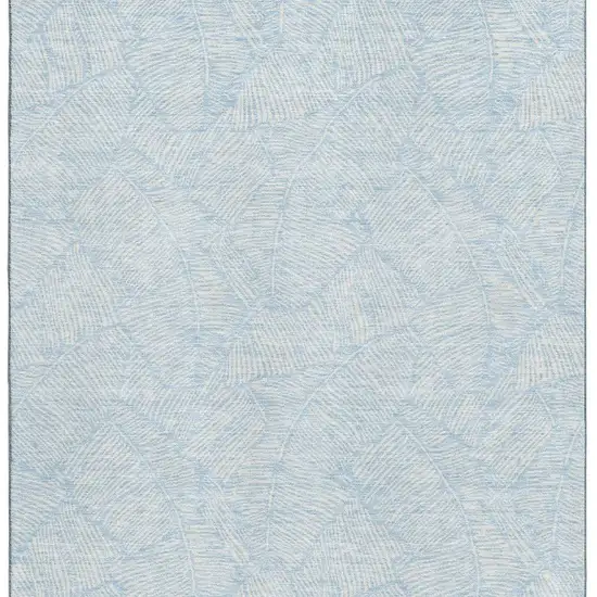 Sky Blue And Ivory Floral Washable Area Rug With UV Protection Photo 4