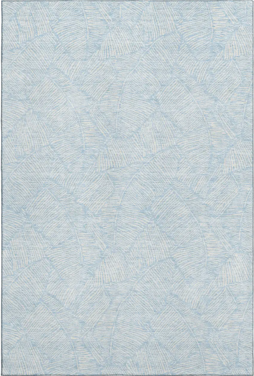 Sky Blue And Ivory Floral Washable Area Rug With UV Protection Photo 1