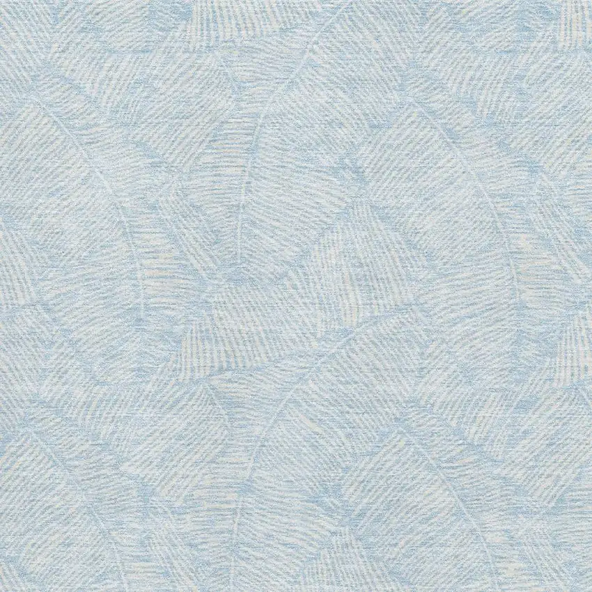 Sky Blue And Ivory Floral Washable Area Rug With UV Protection Photo 3