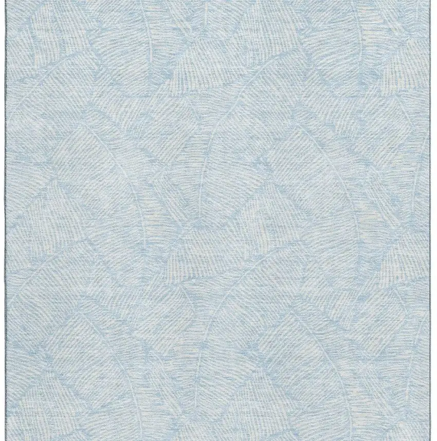 Sky Blue And Ivory Floral Washable Area Rug With UV Protection Photo 3