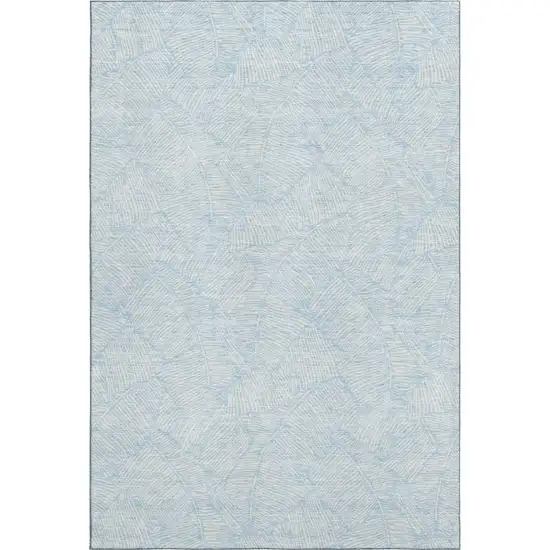 Sky Blue And Ivory Floral Washable Area Rug With UV Protection Photo 1