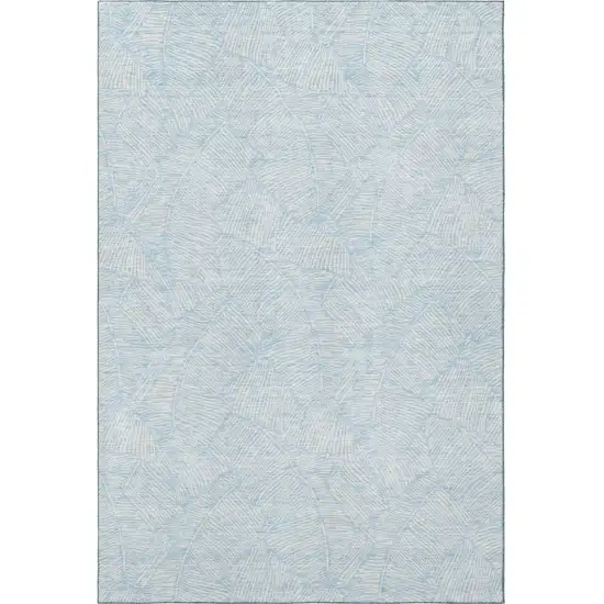 Sky Blue And Ivory Floral Washable Area Rug With UV Protection Photo 4